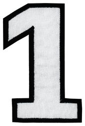 Nažehľovacie vyšívané čísla - jednotka biela výška 8 cm